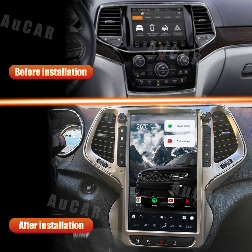 AuCar Tesla Android 13 13.6" Car Radio GPS Navigation For Jeep Cherokee 2014-2020