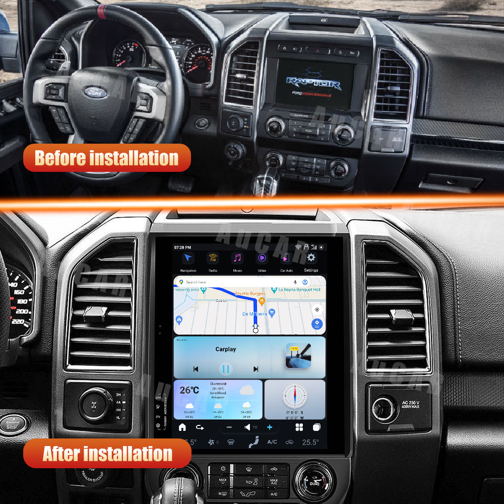 AuCar Tesla Android 13 12.1" Car Radio GPS Navigation For Ford F150 2015-2020