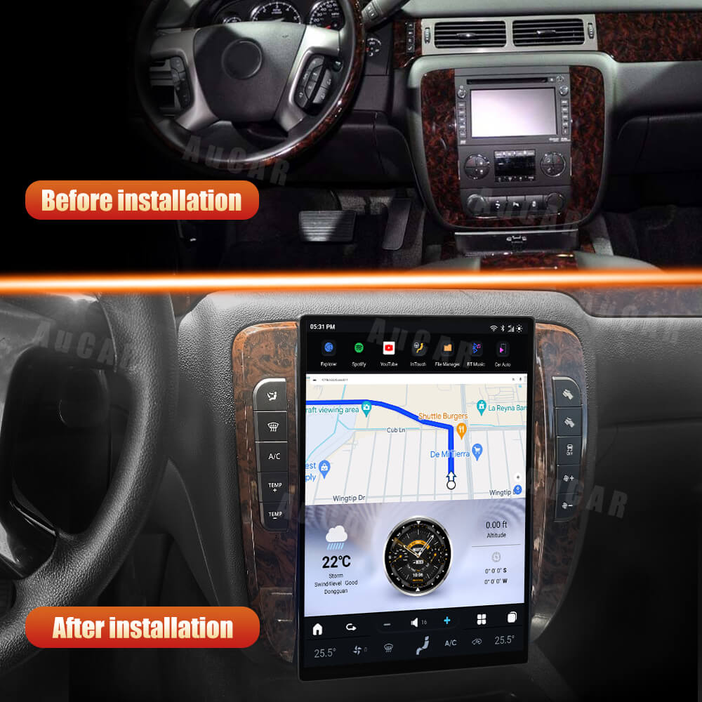AuCar Tesla Android 13 14.5" Car Radio GPS Navigation For Chevrolet Tahoe/Silverado/GMC Yukon 2007-2012