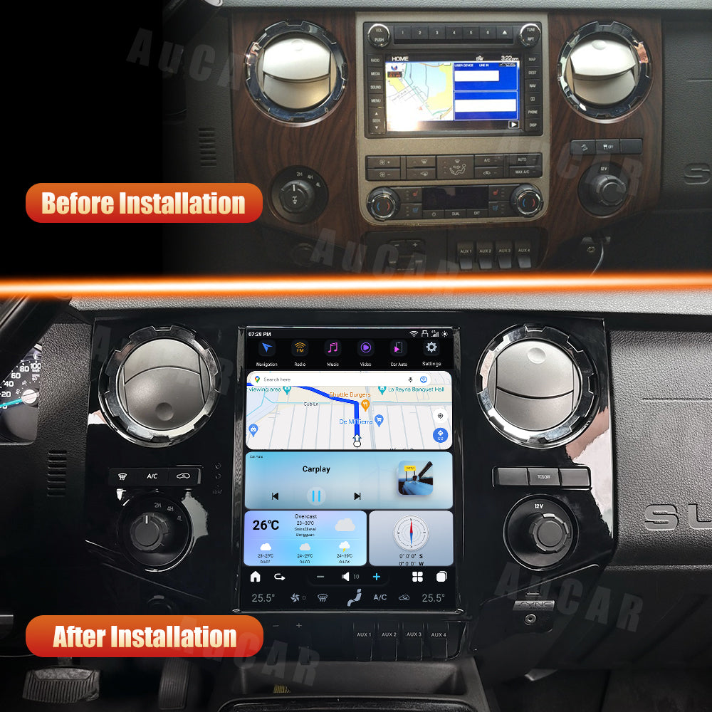 AuCar Tesla Android 13 12.1" Car Radio GPS Navigation For Ford F250 F350 F450 F650 2010-2016