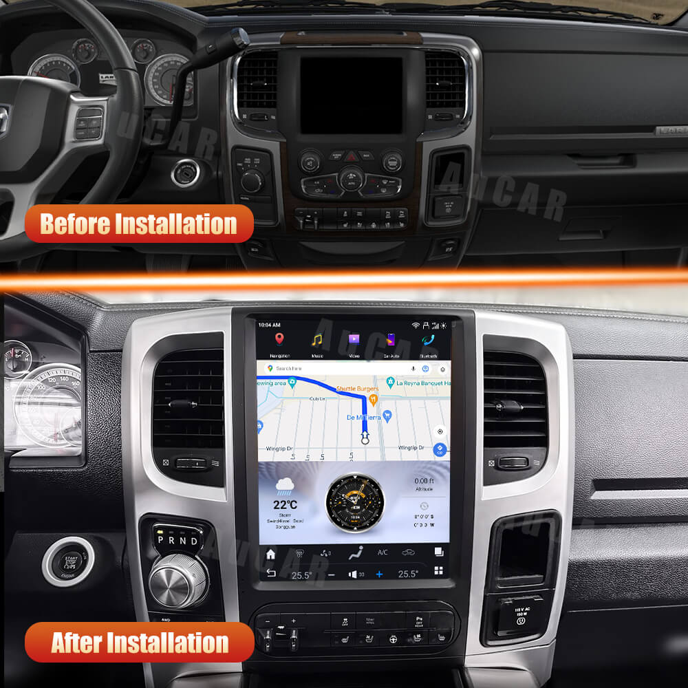 AuCar Tesla Android 13 12.1" Car Radio GPS Navigation For Dodge Ram 2013-2022