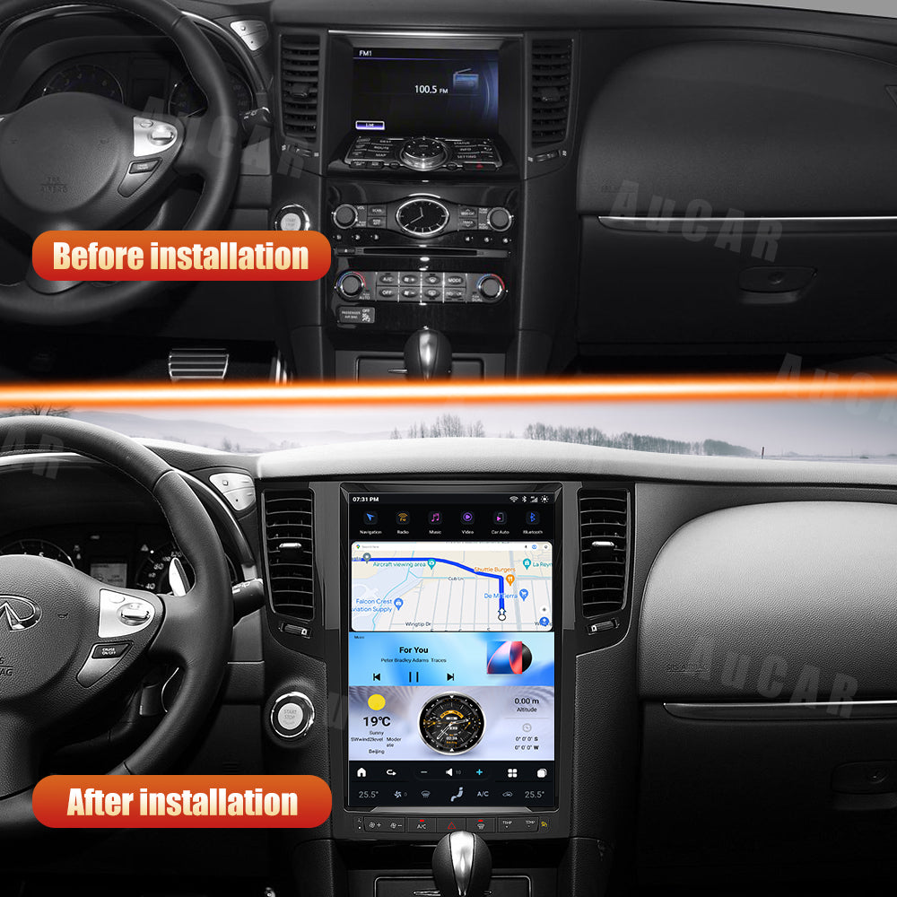 AuCar Tesla Android 13 13.6" Car Radio GPS Navigation For Infiniti FX35 FX37 FX50 QX70 2009-2016