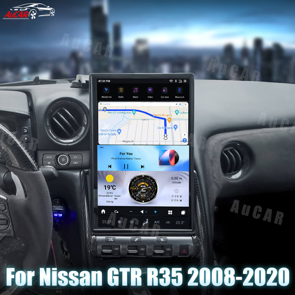 AuCar Tesla Android 11 14.5" Car Radio GPS Navigation For Nissan GTR R35 2008-2020
