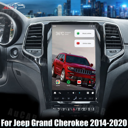 AuCar Tesla Android 13 13.6" Car Radio GPS Navigation For Jeep Grand Cherokee 2014-2020