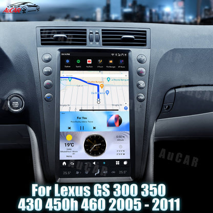 AuCar Tesla Android 12 13.6" Car Radio GPS Navigation For Lexus GS300 350 430 450h 460 2005-2011