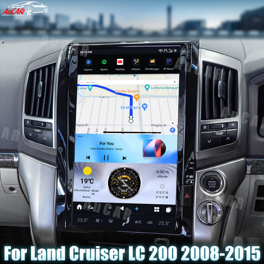 AuCar Tesla Android 13 16.0" Car Radio GPS Navigation For Land Cruiser LC200 2008-2015
