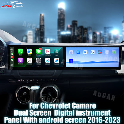 AuCAR Android 12.3" Car radio For Chevrolet Camaro 2016-2023 Dual Screen Digital instrument panel With android screen