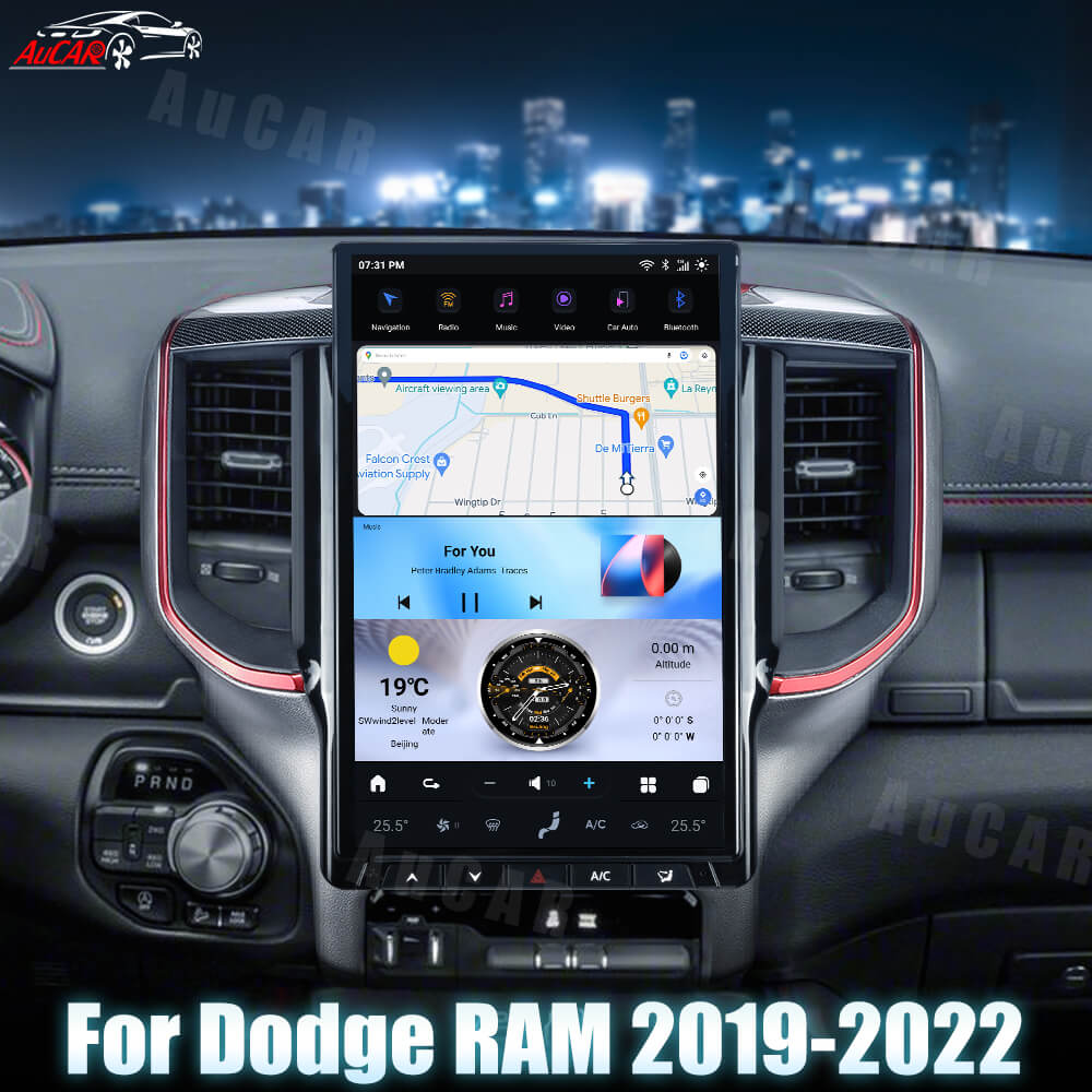 AuCar Tesla Android 13 14.4" Car Radio GPS Navigation For Dodge RAM 2019-2022