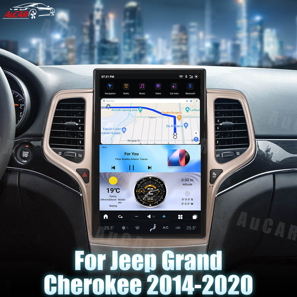AuCar Tesla Android 13 14.5" Car Radio GPS Navigation For Jeep Grand Cherokee 2014-2020