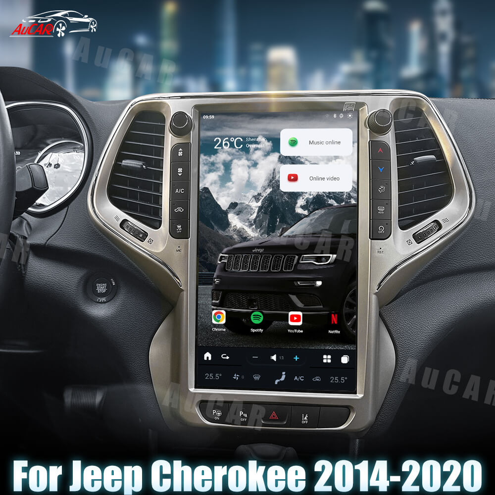 AuCar Tesla Android 13 13.6" Car Radio GPS Navigation For Jeep Cherokee 2014-2020