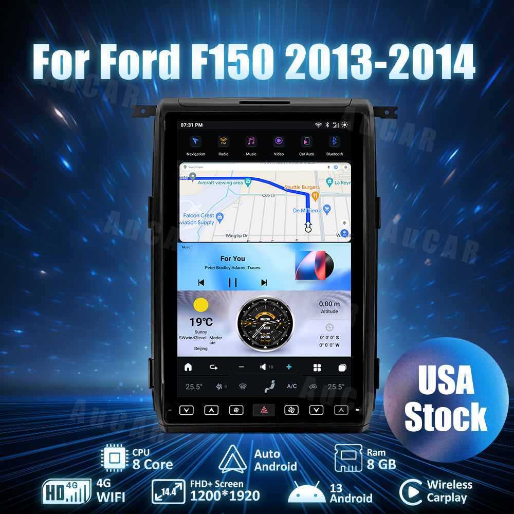 AuCar Tesla Android 13 14.4" Car Radio GPS Navigation For Ford F150 2013-2014