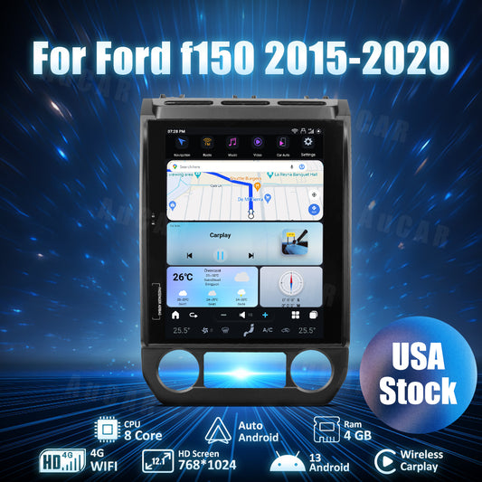 AuCar Tesla Android 13 12.1" Car Radio GPS Navigation For Ford F150 2015-2020