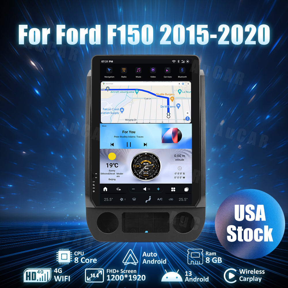 AuCar Tesla Android 13 14.4" Car Radio GPS Navigation For Ford F150 2015-2020