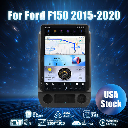 AuCar Tesla Android 13 14.4" Car Radio GPS Navigation For Ford F150 2015-2020