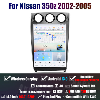 AuCar Tesla Android 13 14" Car Radio GPS Navigation For Nissan 350Z Z33 2002-2008