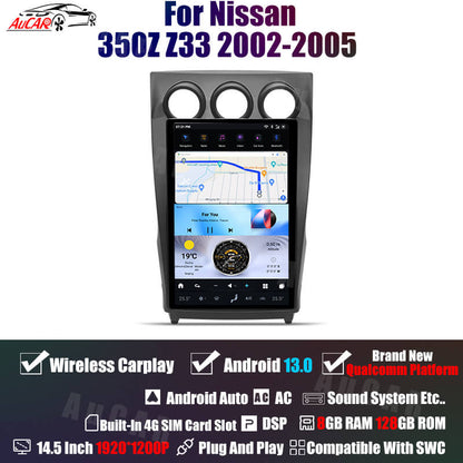 AuCar Tesla Android 13 14.5" Car Radio GPS Navigation For Nissan 350Z Z33 2002-2008