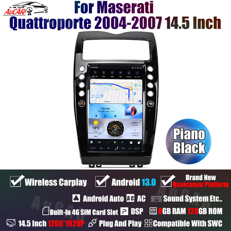 AuCar Tesla Android 13 14.5" Car Radio GPS Navigation For Maserati Quattroporte 2004-2012