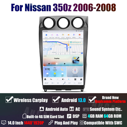 AuCar Tesla Android 13 14" Car Radio GPS Navigation For Nissan 350Z Z33 2002-2008