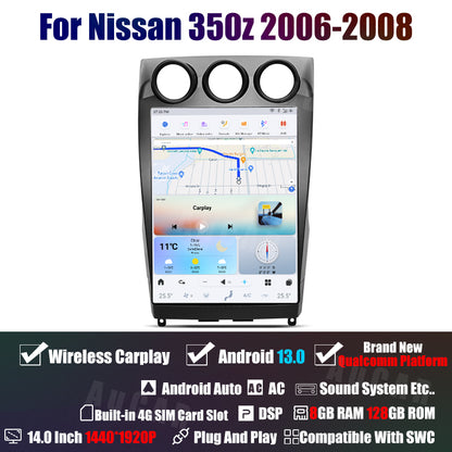 AuCar Tesla Android 13 14" Car Radio GPS Navigation For Nissan 350Z Z33 2002-2008