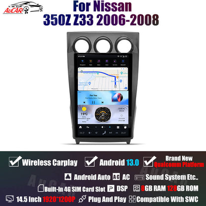 AuCar Tesla Android 13 14.5" Car Radio GPS Navigation For Nissan 350Z Z33 2002-2008