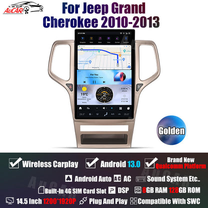 AuCar Tesla Android 13 14.5" Car Radio GPS Navigation For Jeep Grand Cherokee 2010-2013
