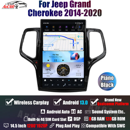 AuCar Tesla Android 13 14.5" Car Radio GPS Navigation For Jeep Grand Cherokee 2014-2020