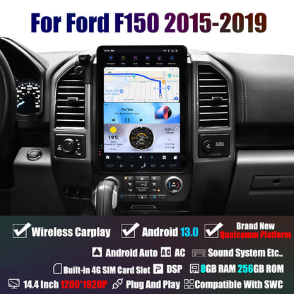 AuCar Tesla Android 13 14.4" Car Radio GPS Navigation For Ford F150 2015-2020
