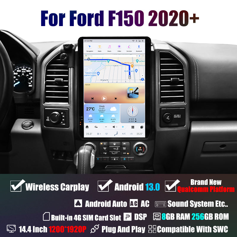 AuCar Tesla Android 13 14.4" Car Radio GPS Navigation For Ford F150 2015-2020