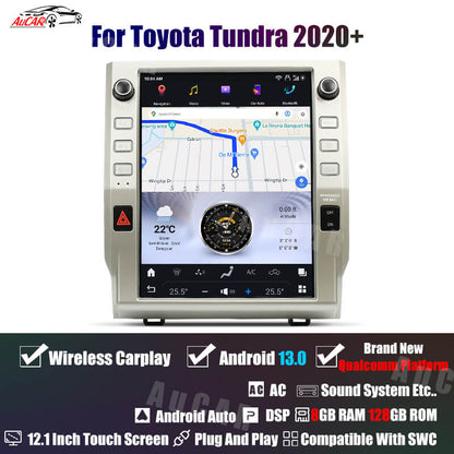 AuCar Tesla Android 13 12.1" Car Radio GPS Navigation For Toyota Tundra/sequoia 2014-2021