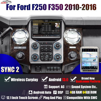 AuCar Tesla Android 13 12.1" Car Radio GPS Navigation For Ford F250 F350 2010-2016