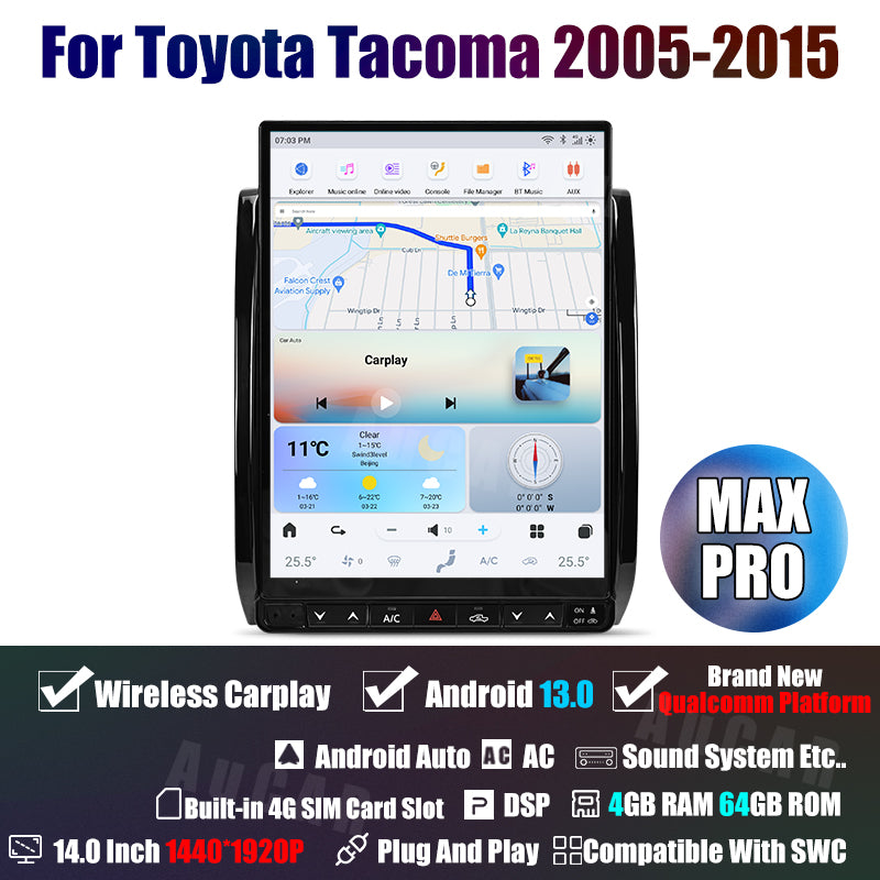 AUCARAUTO Tesla Android 13 14.0" Car Radio GPS Navigation For Toyota Tacoma 2005-2015