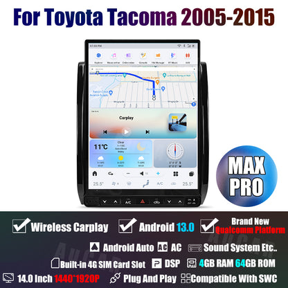 AUCARAUTO Tesla Android 13 14.0" Car Radio GPS Navigation For Toyota Tacoma 2005-2015