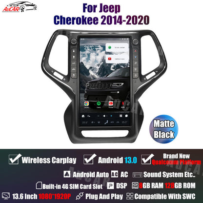 AuCar Tesla Android 13 13.6" Car Radio GPS Navigation For Jeep Cherokee 2014-2020