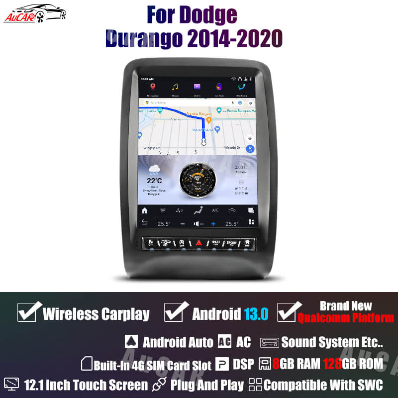AuCar Tesla Android 13 12.1" Car Radio GPS Navigation For Dodge Durango 2010-2020
