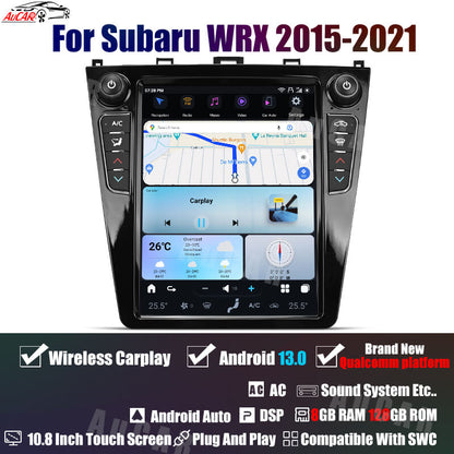 AuCar Tesla Android 13 10.8" Car Radio GPS Navigation For Subaru WRX 2015-2021