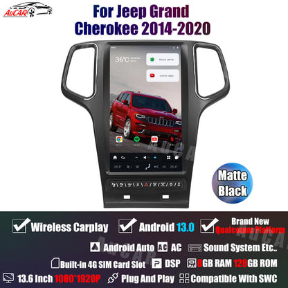 AuCar Tesla Android 13 13.6" Car Radio GPS Navigation For Jeep Grand Cherokee 2014-2020