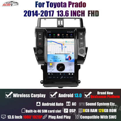 AuCar Tesla Android 13 13.6" Car Radio GPS Navigation For Toyota Prado 2014-2017