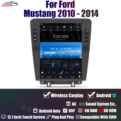 AuCar Tesla Android 12 12.1" Car Radio GPS Navigation For Ford Mustang 2010-2014