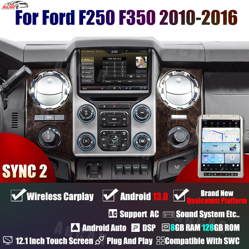 AuCar Tesla Android 13 12.1" Car Radio GPS Navigation For Ford F250 F350 2010-2016