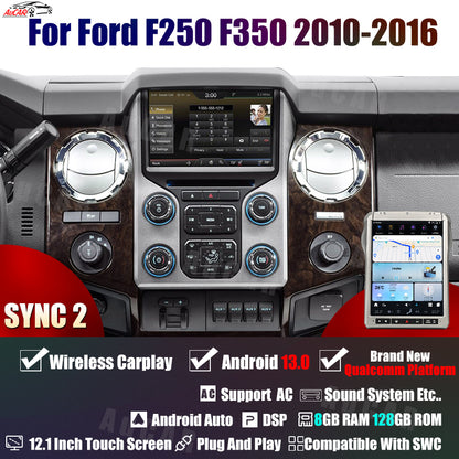 AuCar Tesla Android 13 12.1" Car Radio GPS Navigation For Ford F250 F350 2010-2016