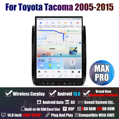 AUCARAUTO Tesla Android 13 14.0" Car Radio GPS Navigation For Toyota Tacoma 2005-2015