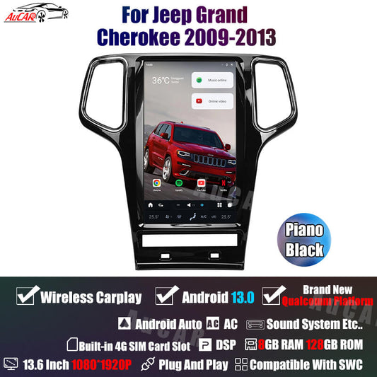 AuCar Tesla Android 13 13.6" Car Radio GPS Navigation For Jeep Grand Cherokee 2009-2013