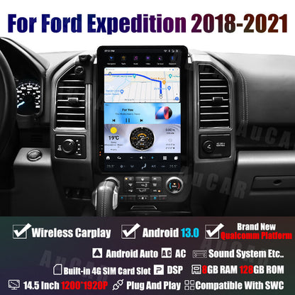 AuCar Tesla Android 13 14.5″ Car Radio GPS Navigation For Ford Expedition 2018-2021