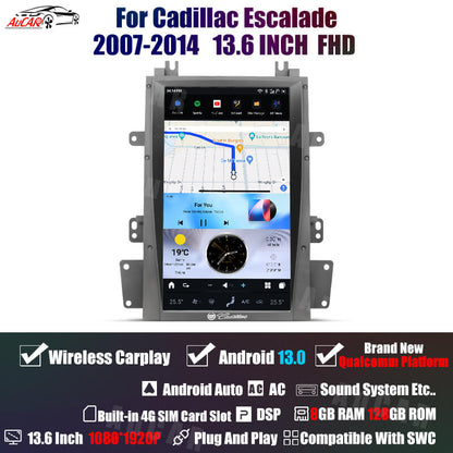 AuCar Tesla Android 13 13.6" Car Radio GPS Navigation For Cadillac Escalade 2007-2014