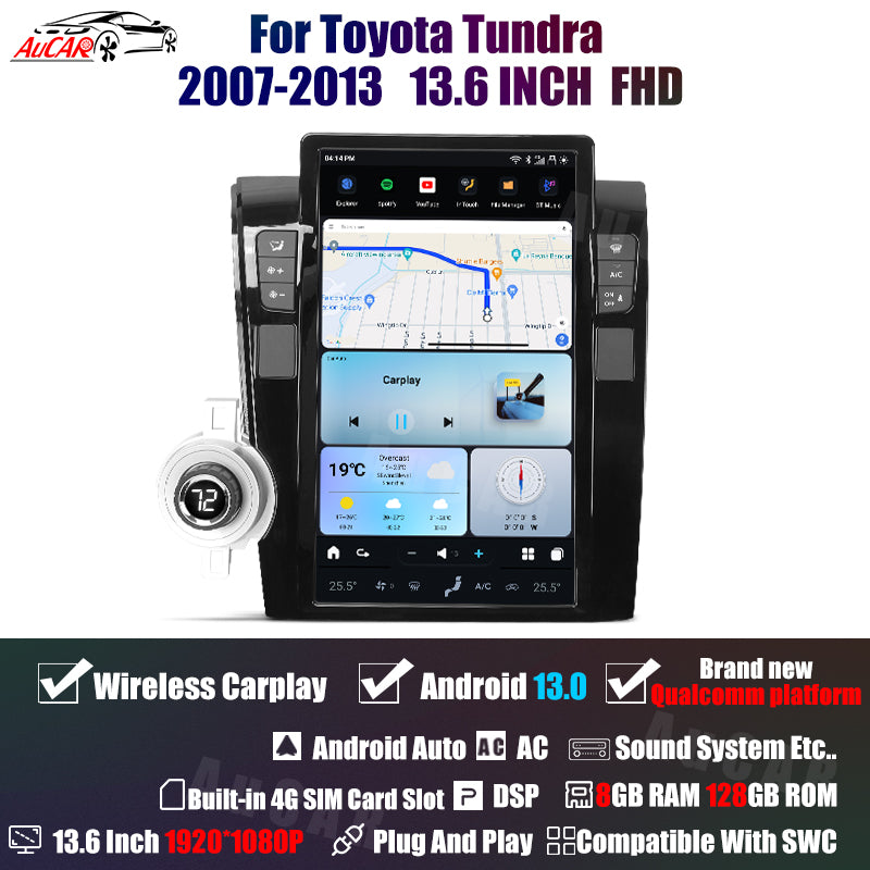 AuCar Tesla Android 13 13.6" Car Radio GPS Navigation For Toyota Tundra Sequoia 2007-2013