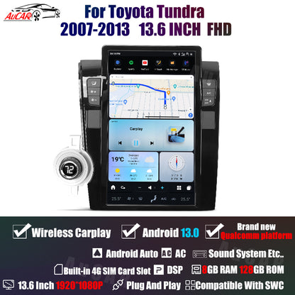 AuCar Tesla Android 13 13.6" Car Radio GPS Navigation For Toyota Tundra Sequoia 2007-2013