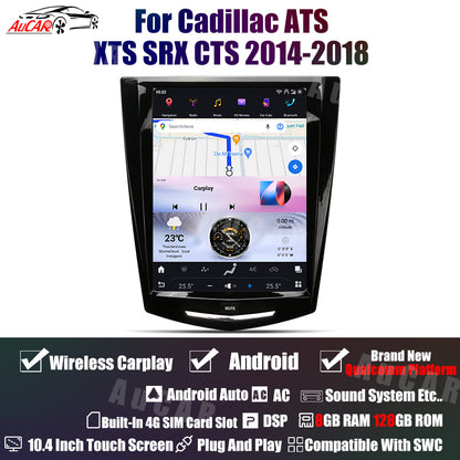 AuCar Tesla Android 13 10.4" Car Radio GPS Navigation For Cadillac Escalade ATS XTS SRX CTS 2014-2018