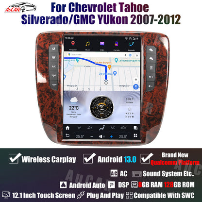 AuCar Tesla Android 13 12.1" Car Radio GPS Navigation For Chevrolet Tahoe/Silverado/GMC Yukon 2007-2012