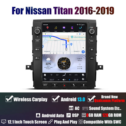 AuCar Tesla Android 13 12.1" Car Radio GPS Navigation For Nissan Titan 2016-2019