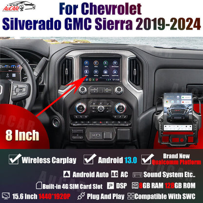 AuCar Android 15.6″ Car Radio For Chevrolet Silverado GMC Sierra 2019-2024
